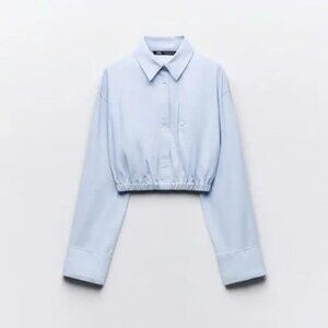 Zara Cropped Cotton Shirt Size M